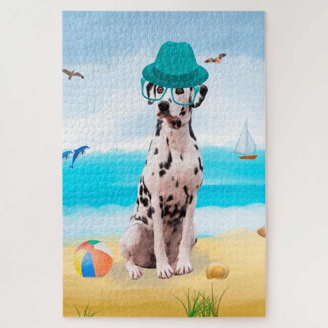 Dalmation Dog on Beach Jigsaw Puzzle (Vertical)