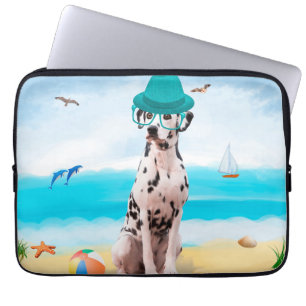 Dalmation Dog on Beach Laptop Sleeve