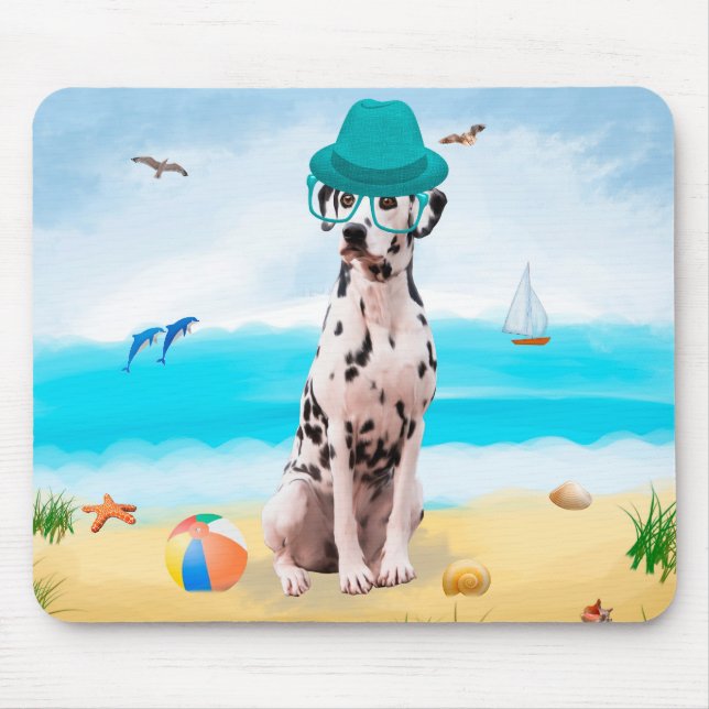Dalmation Dog on Beach Mouse Pad (Front)