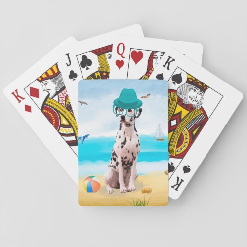 Dalmation Dog on Beach Poker Cards