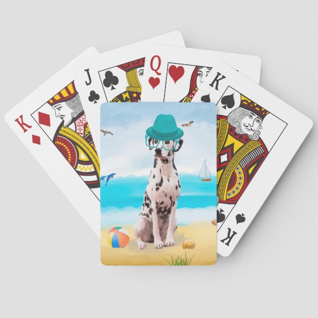Dalmation Dog on Beach Poker Cards (Back)