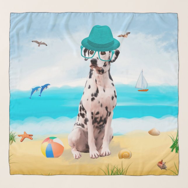Dalmation Dog on Beach Scarf (Front)
