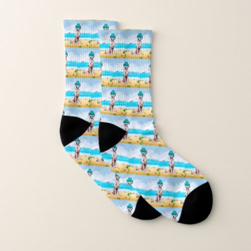 Dalmation Dog on Beach Socks