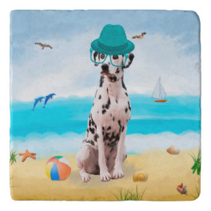 Dalmation Dog on Beach Trivet