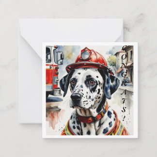 Dalmation Fire Helmet Graduation Notecard