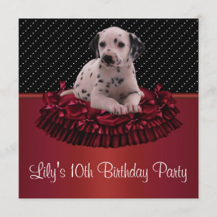 Dalmation Puppy Girls10th Birthday Party Invitation