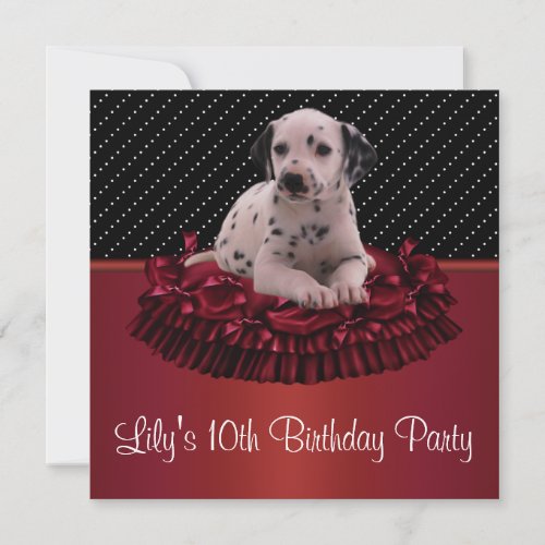 Dalmation Puppy Girls10th Birthday Party Announcements