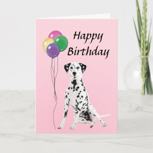 Dalmation with Balloons Happy Birthday Card