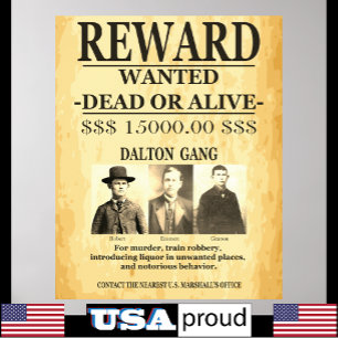 Dalton Gang 💰 Reward Offered  WANTED Poster