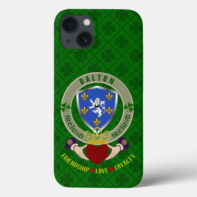 Dalton Irish Shield & Claddagh Personalized      Case-Mate iPhone Case (Back)