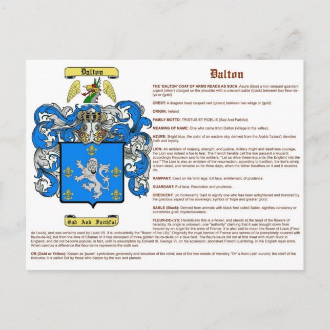 Dalton (meaning(irish)) postcard (Front)