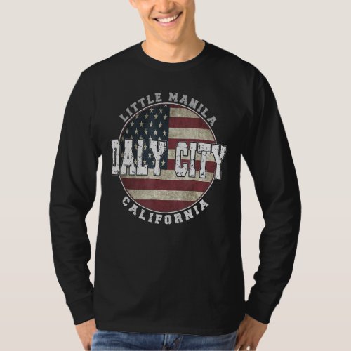 Daly City California  Vintage American flag T_Shirt
