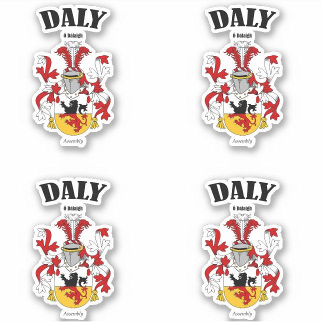 Daly Crest Irish Translation & Meaning (x4) Sticker (Front)