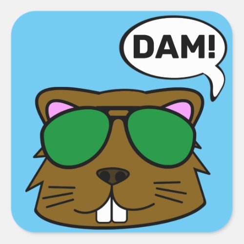 Dam Beaver Square Sticker