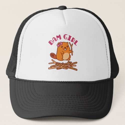 Dam Girl Cute Beaver Trucker Hat