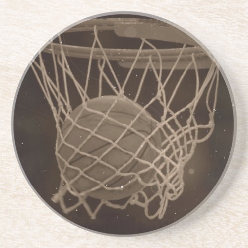 Damaged Basketball Photo Sandstone Coaster