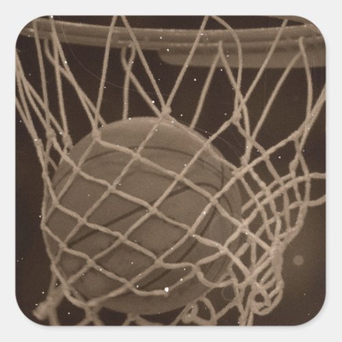 Damaged Basketball Photo Square Sticker