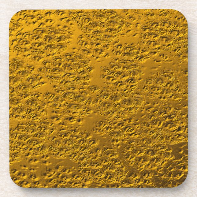 Damaged gold beverage coaster (Front)