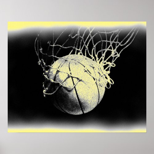 Damaged Old Photo Effect Basketball Poster