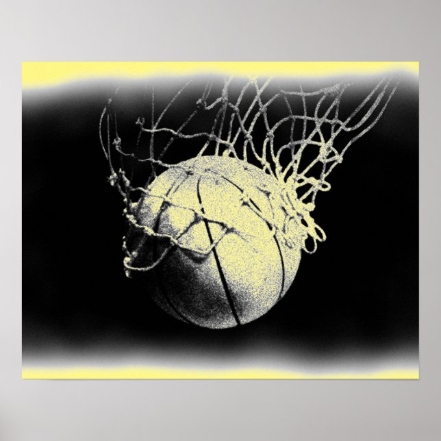 Damaged Old Photo Effect Basketball Poster (Front)