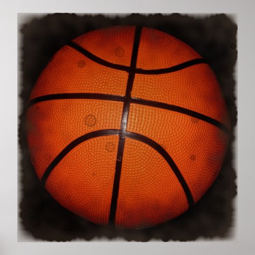 Damaged Photo Effect Basketball Art Poster