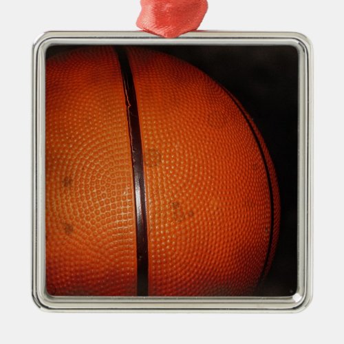 Damaged Photo Effect Basketball Metal Ornament