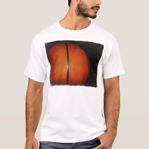 Damaged Photo Effect Basketball T_Shirt