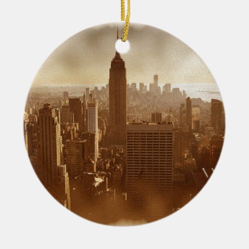 Damaged Photo Effect New York Ceramic Ornament