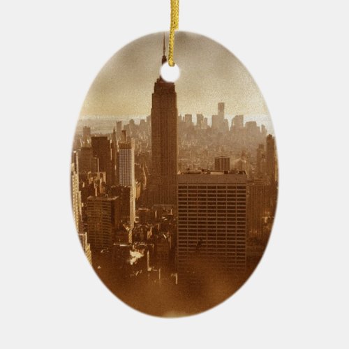 Damaged Photo Effect New York Ceramic Ornament