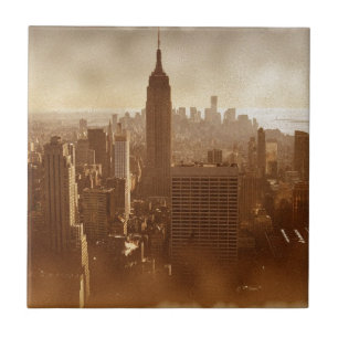 Damaged Photo Effect New York Ceramic Tile