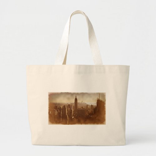 Damaged Photo Effect New York Large Tote Bag