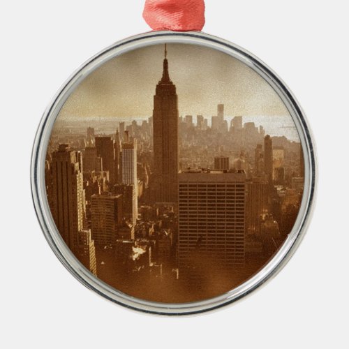 Damaged Photo Effect New York Metal Ornament