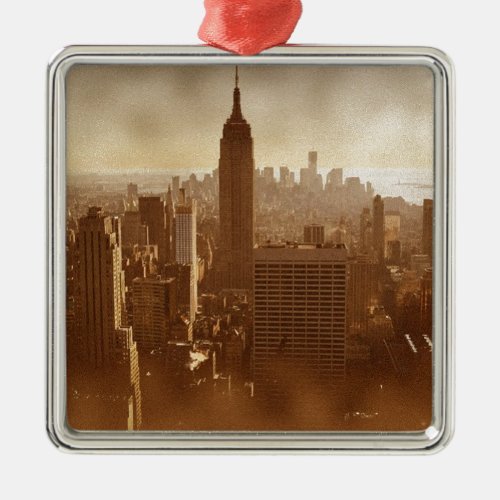 Damaged Photo Effect New York Metal Ornament