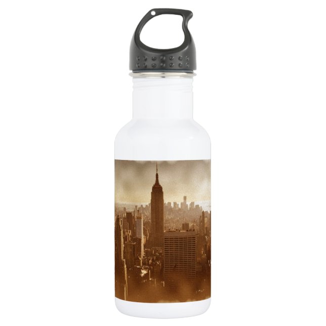 Damaged Photo Effect New York Water Bottle (Front)