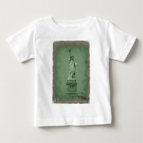 Damaged Photo Effect Statue of Liberty Baby T_Shirt