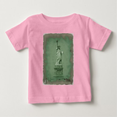 Damaged Photo Effect Statue of Liberty Baby T_Shirt