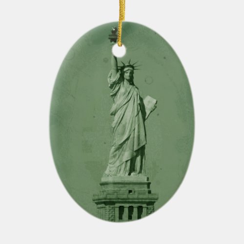 Damaged Photo Effect Statue of Liberty Ceramic Ornament