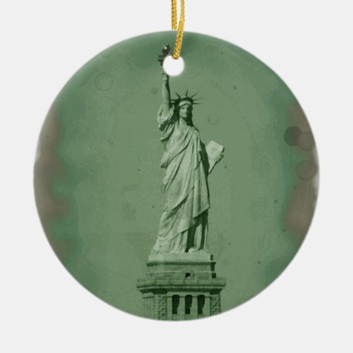 Damaged Photo Effect Statue of Liberty Ceramic Ornament