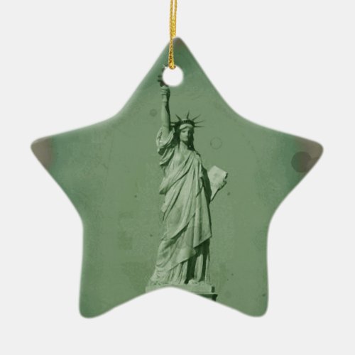 Damaged Photo Effect Statue of Liberty Ceramic Ornament