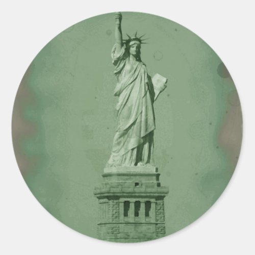 Damaged Photo Effect Statue of Liberty Classic Round Sticker