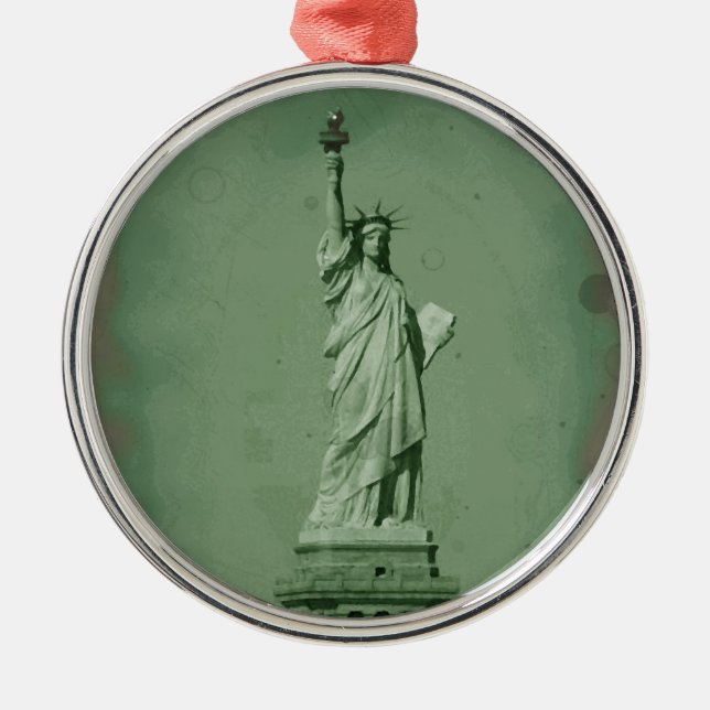 Damaged Photo Effect Statue of Liberty Metal Ornament (Front)