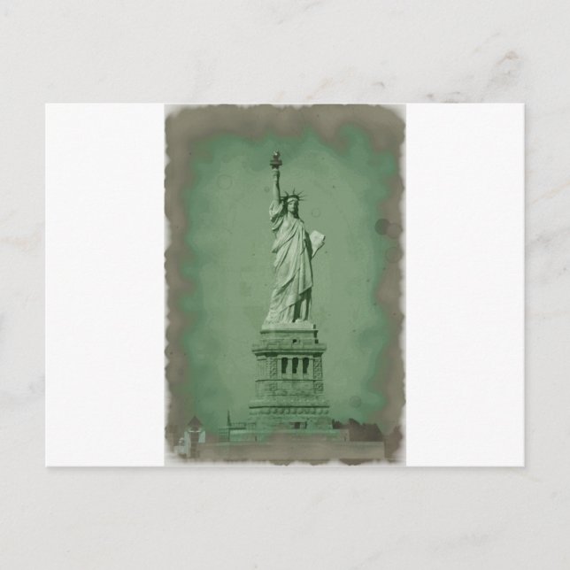 Damaged Photo Effect Statue of Liberty Postcard (Front)