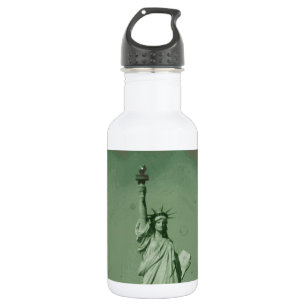 Damaged Photo Effect Statue of Liberty Stainless Steel Water Bottle