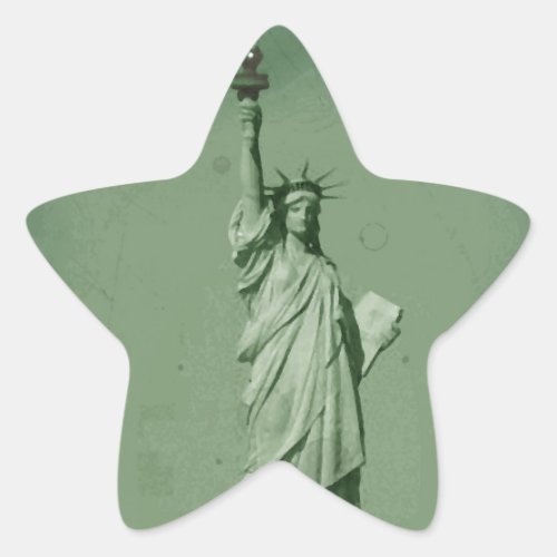 Damaged Photo Effect Statue of Liberty Star Sticker