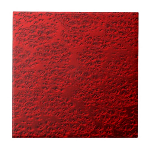 Damaged red metal ceramic tile