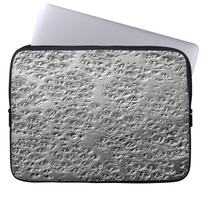 Damaged silver metal laptop sleeve (Front)