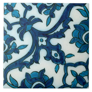Damascus Blue Design Ceramic Photo Tile