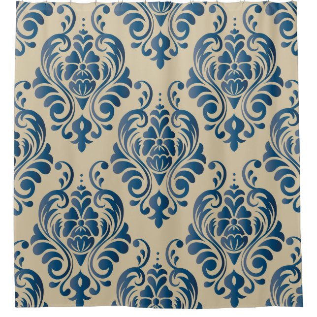 Damascus seamless pattern of floral ornament on be shower curtain (Front)