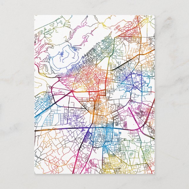 Damascus Syria City Map Postcard (Front)
