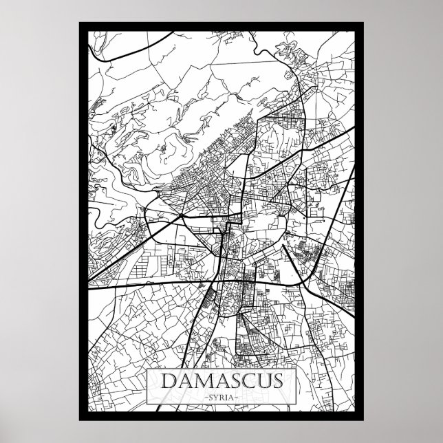 Damascus Syria City Map Poster (Front)
